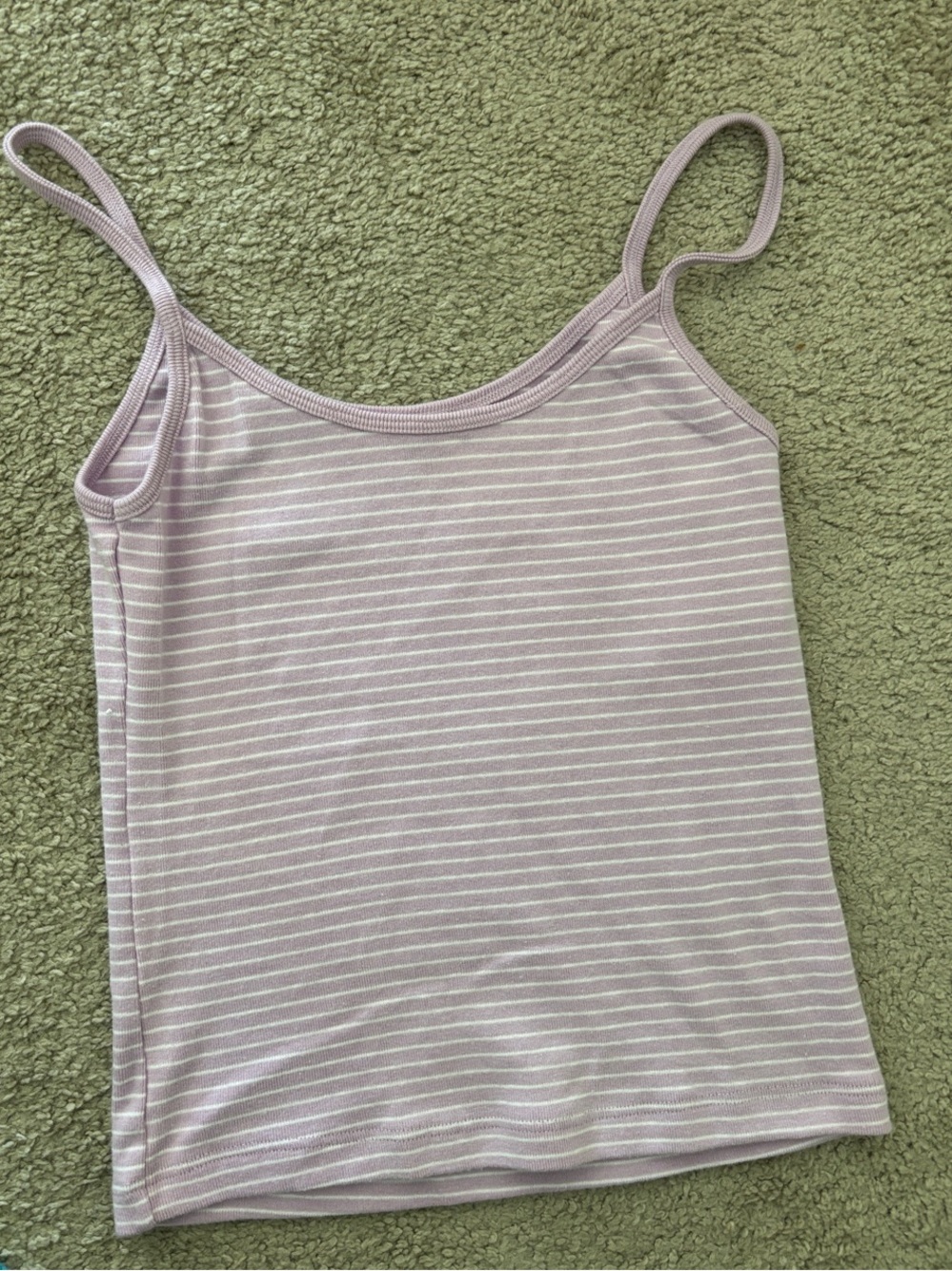 Brandy Melville Lavender & White Striped Spaghetti Strap Tank